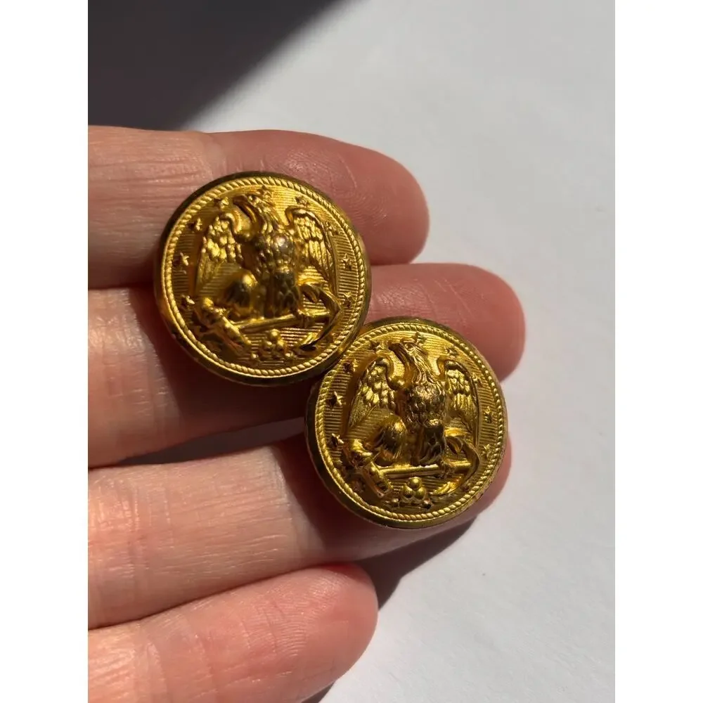 Antique Brass Button Lot Military Livery Horstmann Waterbury Kenning 7pc